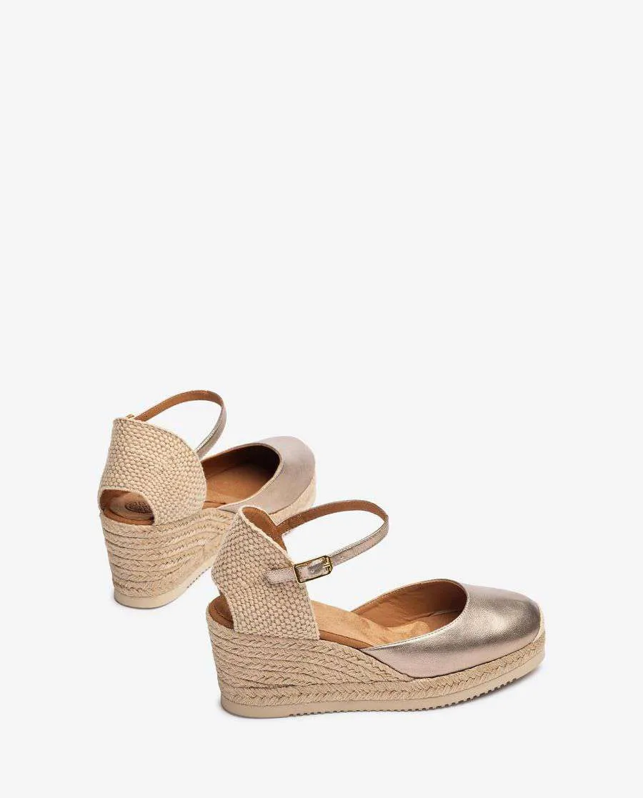 Unisa Metallic Gold Wedge Espadrille |CACE25GLD