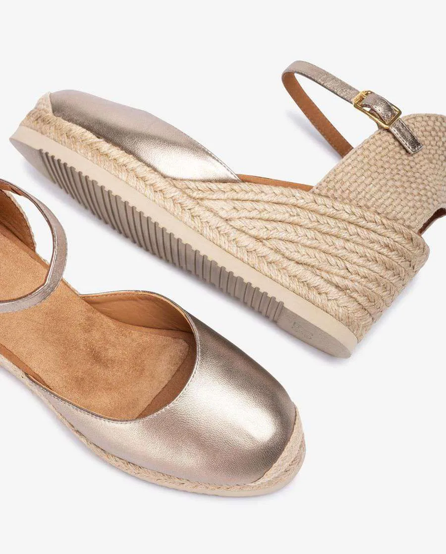 Unisa Metallic Gold Wedge Espadrille |CACE25GLD