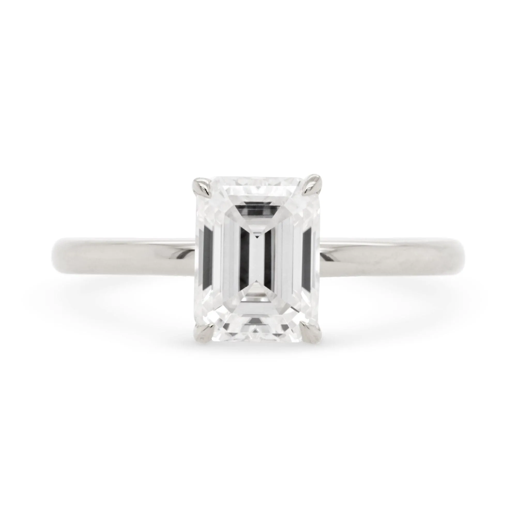 Vera Emerald Cut Moissanite Solitaire Engagement Ring