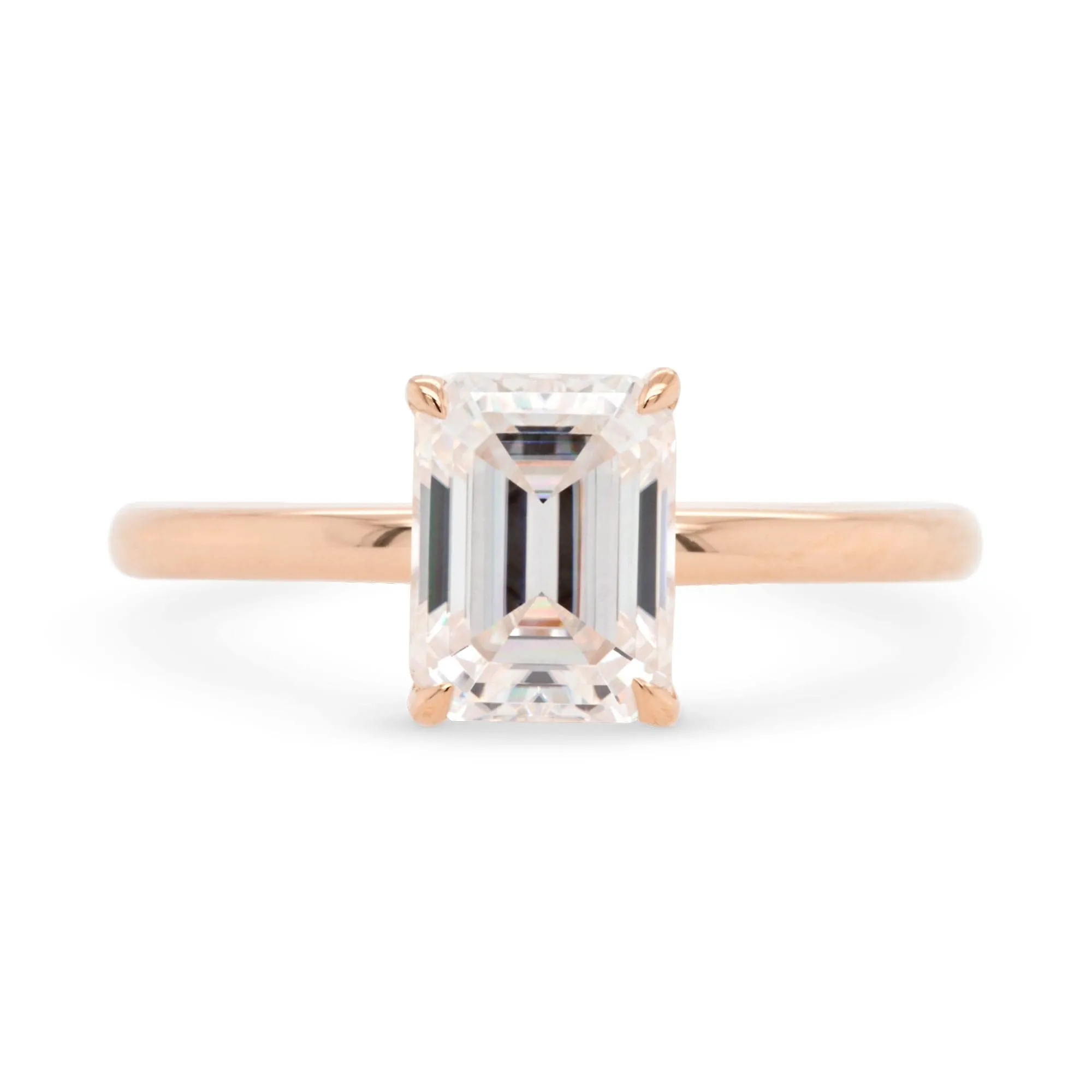 Vera Emerald Cut Moissanite Solitaire Engagement Ring