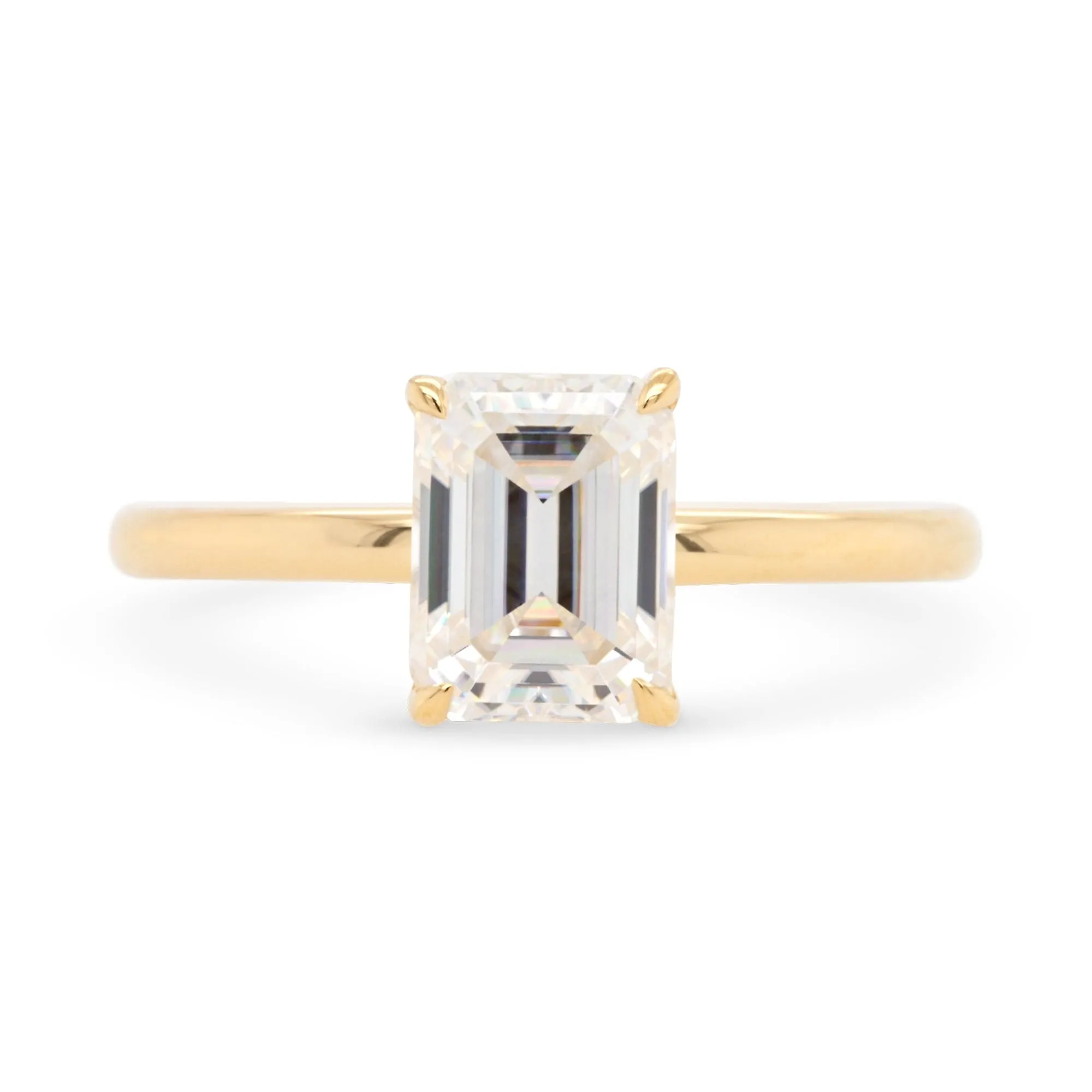 Vera Emerald Cut Moissanite Solitaire Engagement Ring