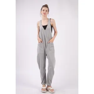 VERY J  Plunge Sleeveless Jumpsuit with Pockets