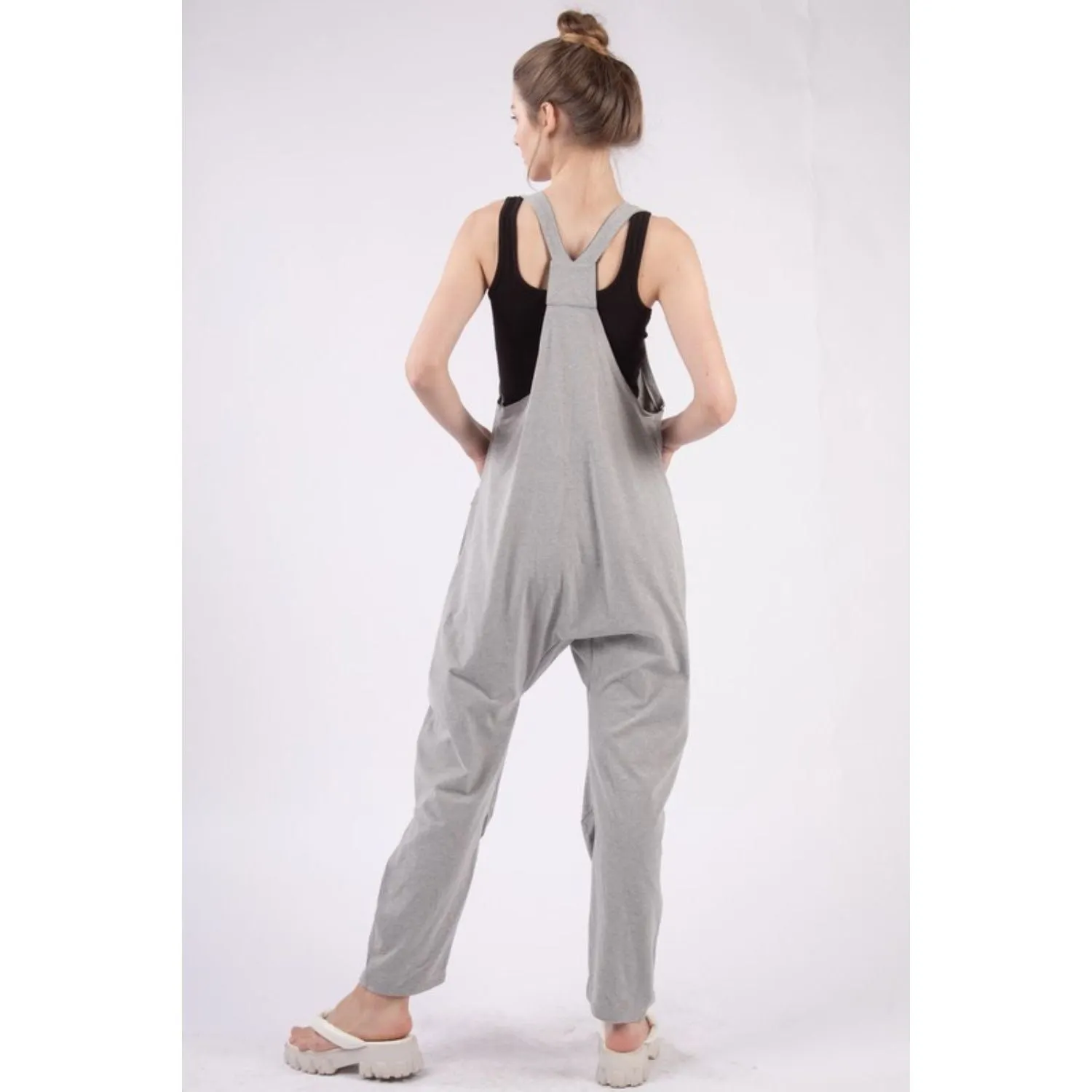 VERY J  Plunge Sleeveless Jumpsuit with Pockets