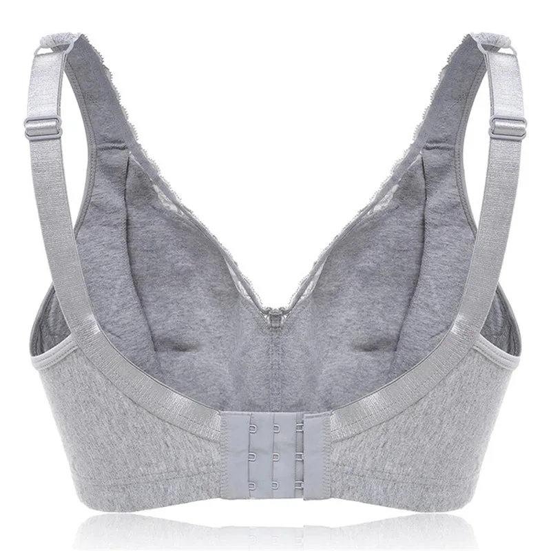 Women Plus Size Deep Plunge Comfy Cotton Bras - Nude