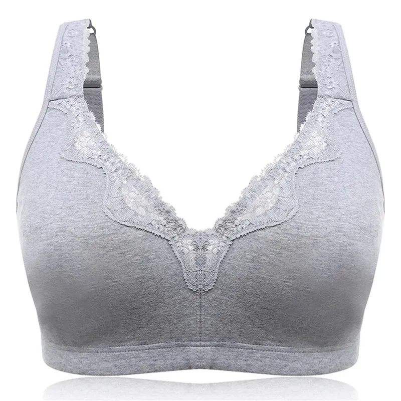 Women Plus Size Deep Plunge Comfy Cotton Bras - Nude