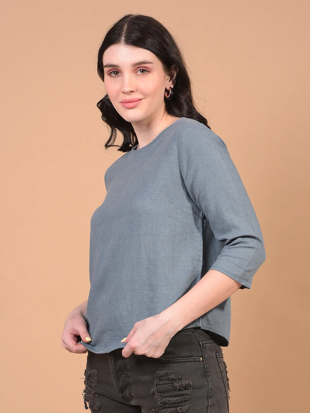Women's Green Linen Top