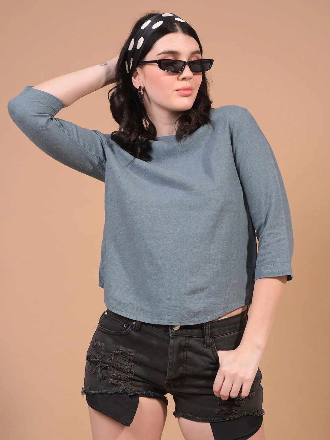Women's Green Linen Top