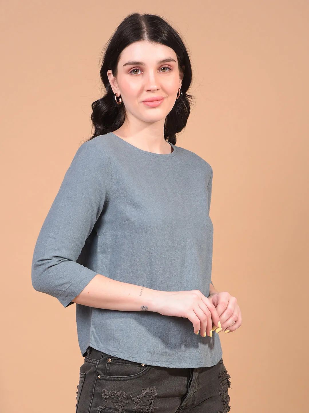 Women's Green Linen Top