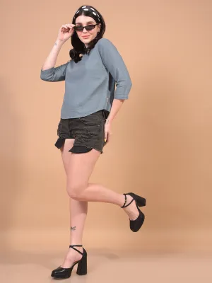 Women's Green Linen Top