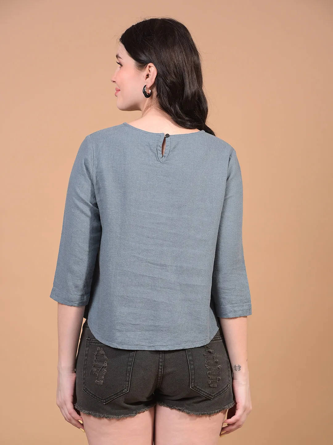 Women's Green Linen Top